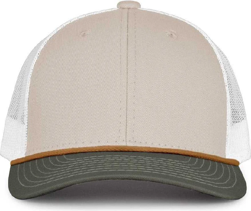 The Game GB452R Rope Everyday Trucker Cap - Stone Light Olive White