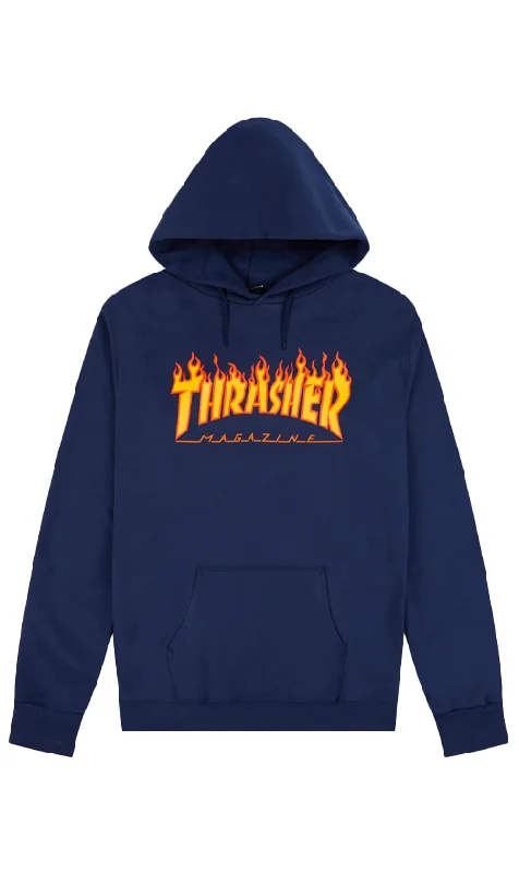 Thrasher Flame Logo Mens Hoodie Navy