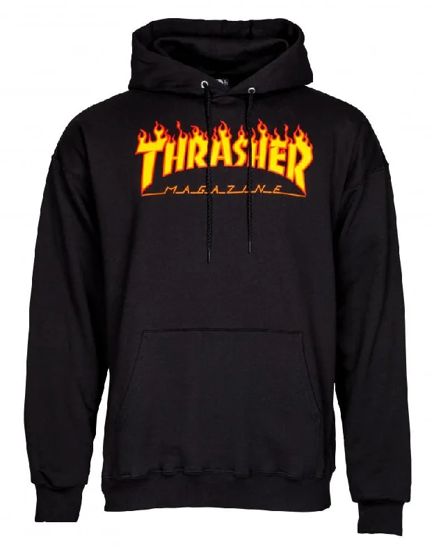 Thrasher Hoody Flame Logo - Black