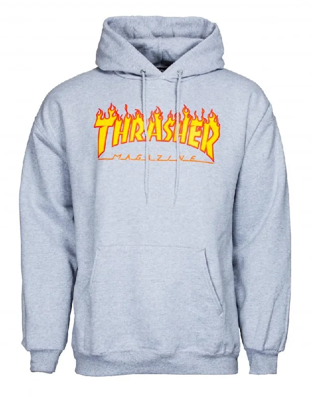 Thrasher Hoody Flame Logo - Grey