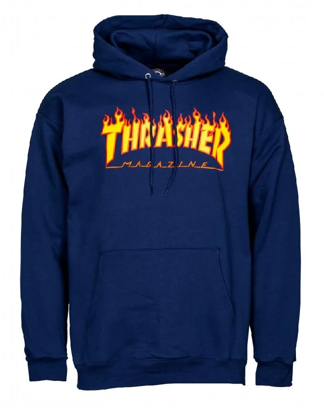 Thrasher Hoody Flame Logo - Navy