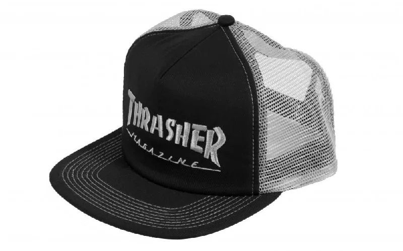 Thrasher Mesh Cap Logo Embroidered Black / Grey - OSFA