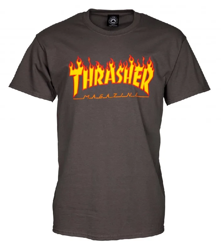 Thrasher T-Shirt Flame Logo - Charcoal