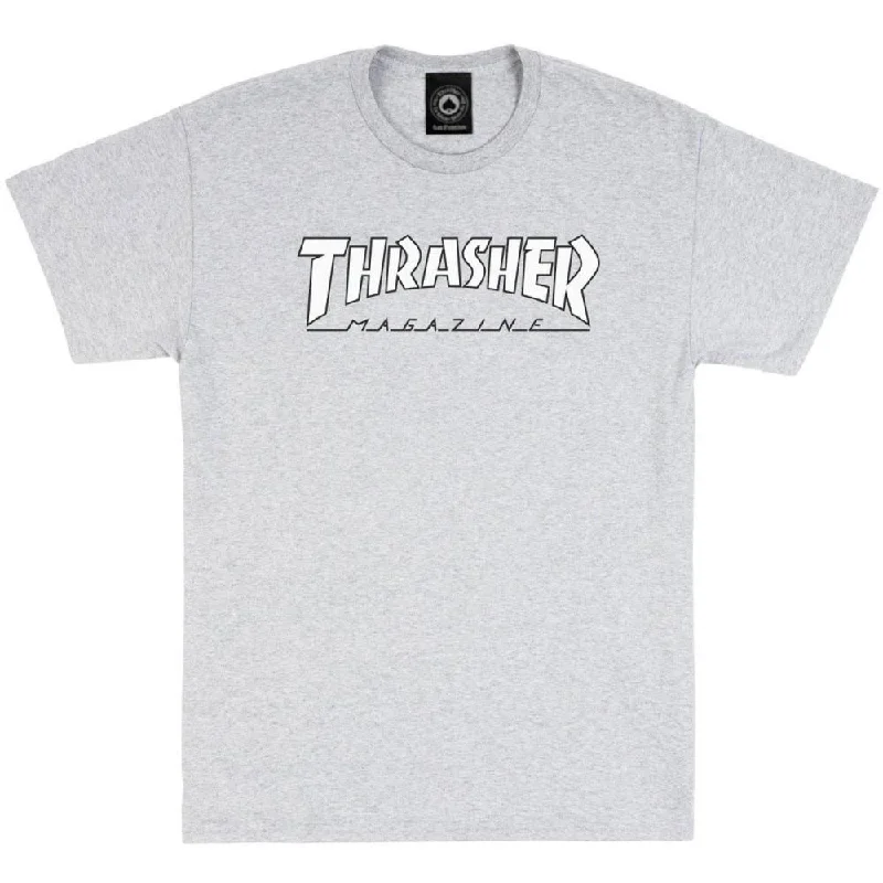 Thrasher T-Shirt Outlined - Grey / White