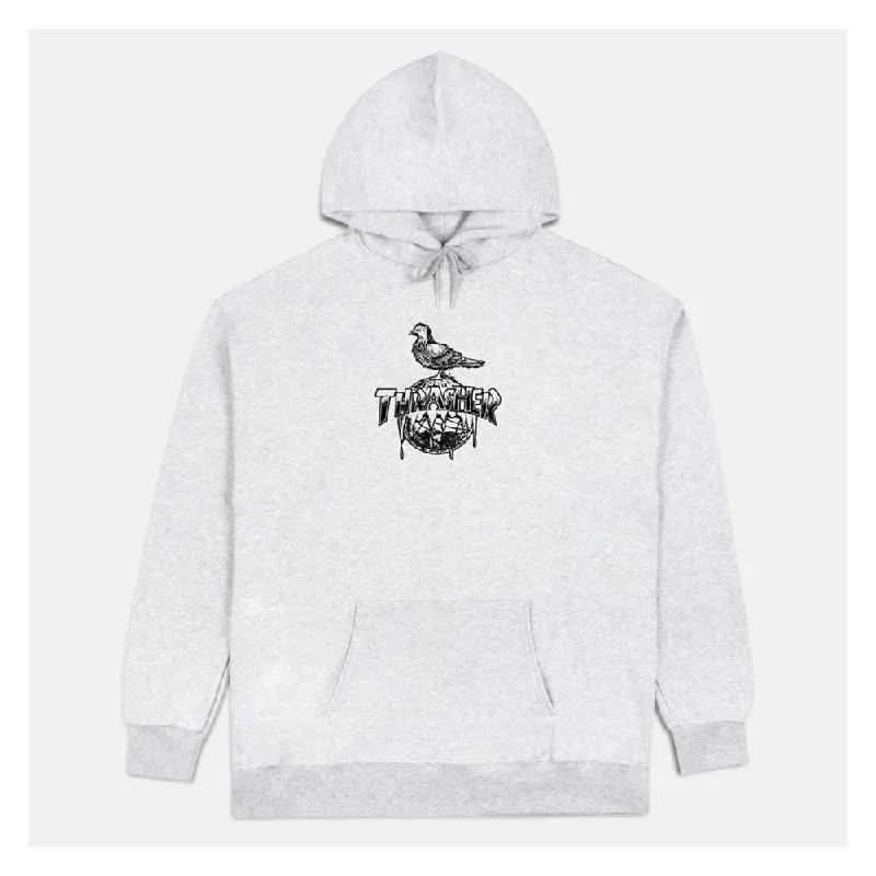 Thrasher X Antihero Hoodie Cover The Earth - Ash Grey