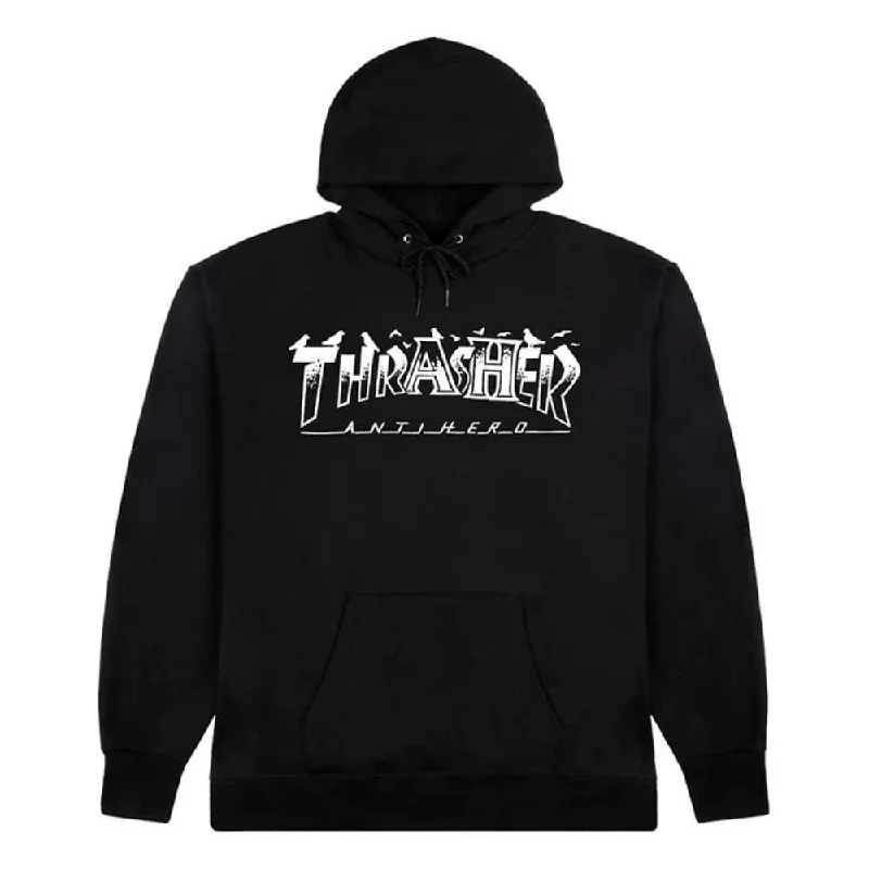 Thrasher X Antihero Hoodie Pigeon Mag - Black