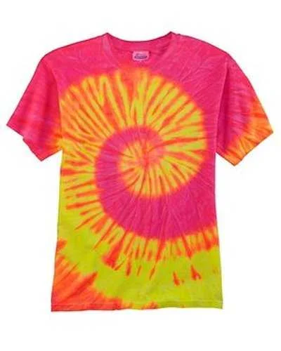 Tie-Dye CD100 Adult 54 oz, 100% Cotton T-Shirt - Fluorescent Swirl