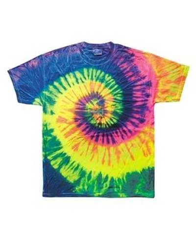 Tie-Dye CD100 Adult 54 oz, 100% Cotton T-Shirt - Neon Rainbow