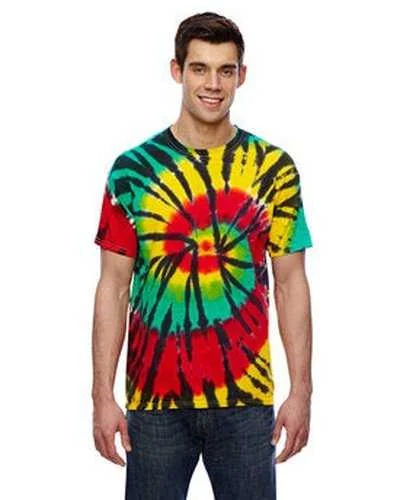 Tie-Dye CD100 Adult 54 oz, 100% Cotton T-Shirt - Rasta Web