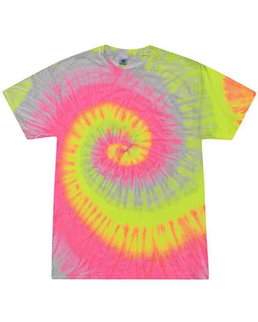 Tie-Dye CD100 Adult 54 oz, 100% Cotton T-Shirt - Silver Rainbow