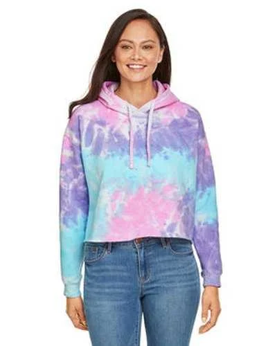 Tie-Dye CD8333 Ladies' Cropped Hooded Sweatshirt - Cotton Candy