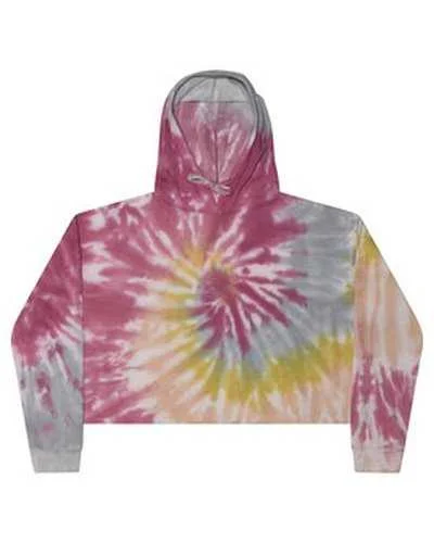 Tie-Dye CD8333 Ladies' Cropped Hooded Sweatshirt - Desert Rose