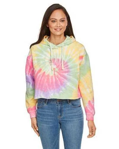 Tie-Dye CD8333 Ladies' Cropped Hooded Sweatshirt - Zen Rainbow