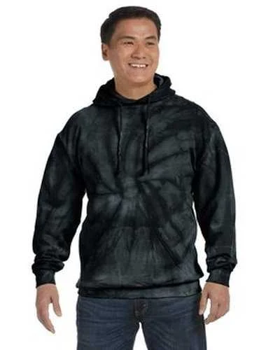 Tie-Dye CD877 Adult D Pullover Hooded Sweatshirt - Spider Black