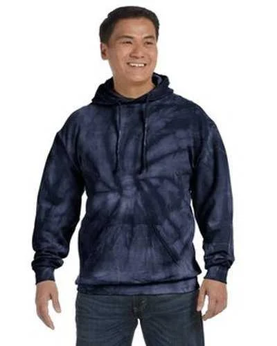 Tie-Dye CD877 Adult D Pullover Hooded Sweatshirt - Spider Navy