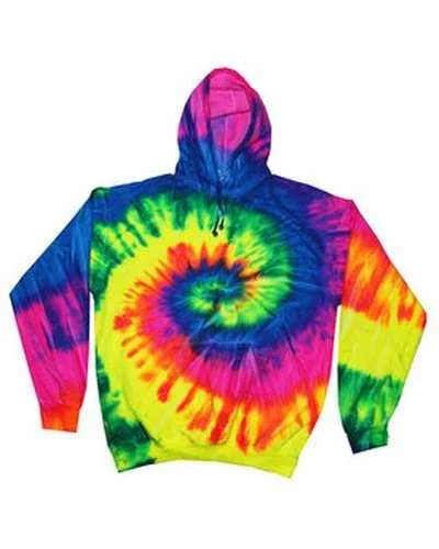 Tie-Dye CD877Y Youth 85 oz D Pullover Hooded Sweatshirt - Neon Rainbow