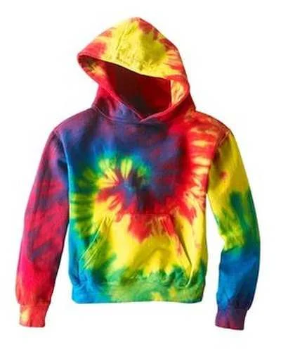 Tie-Dye CD877Y Youth 85 oz D Pullover Hooded Sweatshirt - Reactive Rainbow