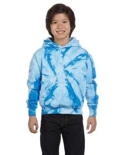 Tie-Dye CD877Y Youth 85 oz D Pullover Hooded Sweatshirt - Spider Baby Blue