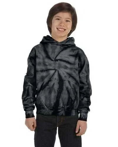 Tie-Dye CD877Y Youth 85 oz D Pullover Hooded Sweatshirt - Spider Black