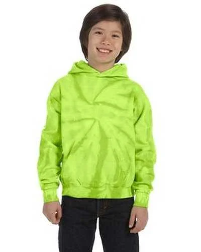 Tie-Dye CD877Y Youth 85 oz D Pullover Hooded Sweatshirt - Spider Lime