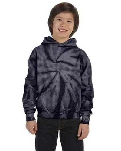 Tie-Dye CD877Y Youth 85 oz D Pullover Hooded Sweatshirt - Spider Navy