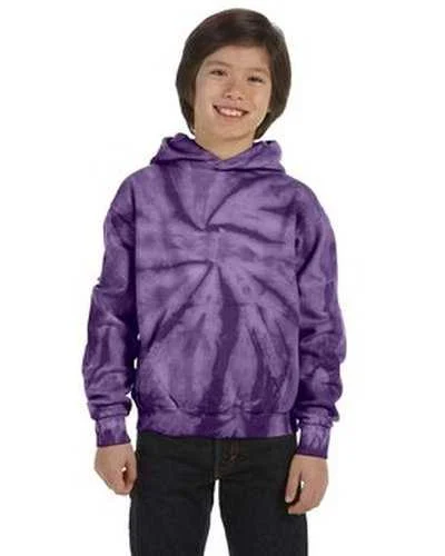 Tie-Dye CD877Y Youth 85 oz D Pullover Hooded Sweatshirt - Spider Purple