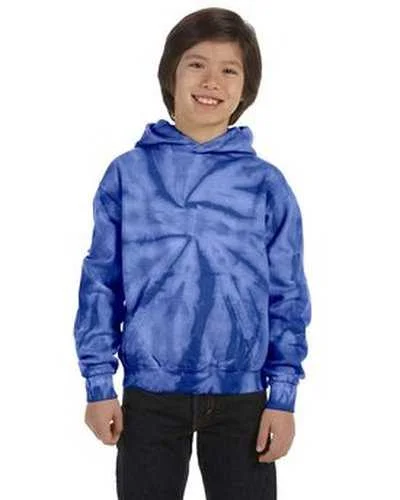 Tie-Dye CD877Y Youth 85 oz D Pullover Hooded Sweatshirt - Spider Royal