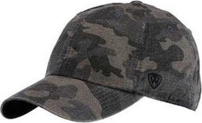 J. America TW5537 Ripper Washed Cotton Ripstop Cap - Black Camo