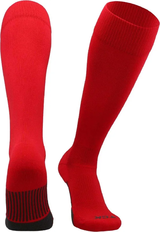 TCK Dugout Solid Color Knee High Sports Socks - Red