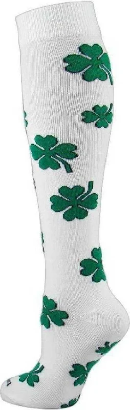 TCK Krazisox Shamrock Knee High Socks - White