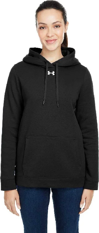 Under Armour 1300261 Ladies' Hustle Pullover Hooded Sweatshirt - Black White