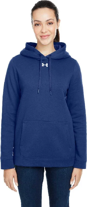 Under Armour 1300261 Ladies' Hustle Pullover Hooded Sweatshirt - Midnight Navy White