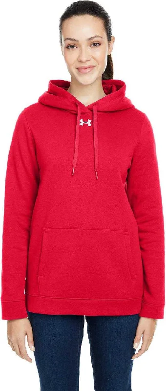 Under Armour 1300261 Ladies' Hustle Pullover Hooded Sweatshirt - Red White