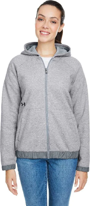 Under Armour 1351229 Ladies' Hustle Full-Zip Hooded Sweatshirt - Team Gray Heathert Black