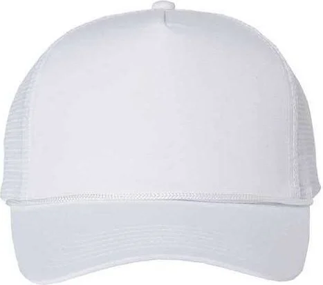 Valucap 8804H Five-Panel Mesh-Back Trucker Cap - White