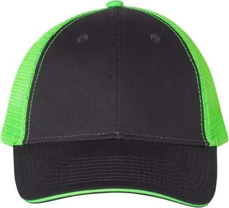 Valucap S102 Sandwich Trucker Cap - Charcoal Neon Green