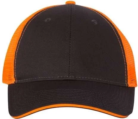 Valucap S102 Sandwich Trucker Cap - Charcoal Neon Orange