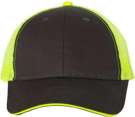 Valucap S102 Sandwich Trucker Cap - Charcoal Neon Yellow