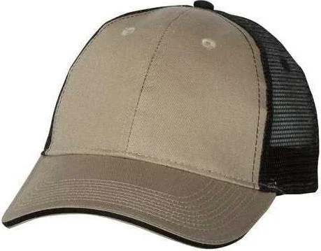 Valucap S102 Sandwich Trucker Cap - Khaki Black