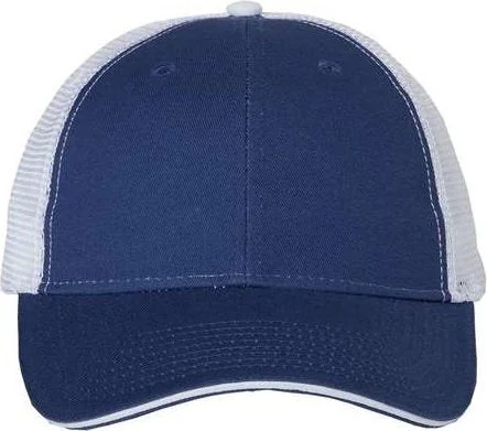 Valucap S102 Sandwich Trucker Cap - Royal White