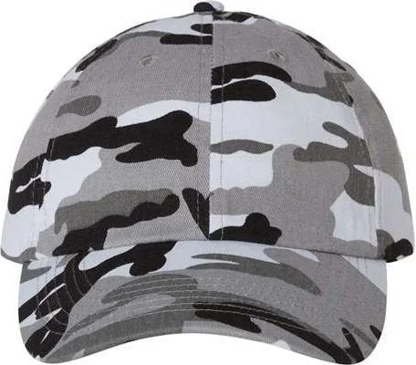 Valucap VC300A Adult Bio-Washed Classic Dads Cap - Grey Camo