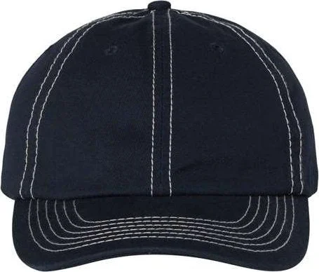 Valucap VC300A Adult Bio-Washed Classic Dads Cap - Navy Stone Stitch