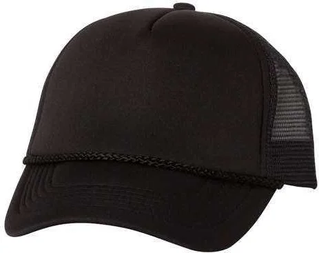 Valucap VC700 Foam Mesh-Back Trucker Cap - Black Black