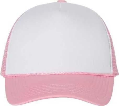 Valucap VC700 Foam Mesh-Back Trucker Cap - White Pink