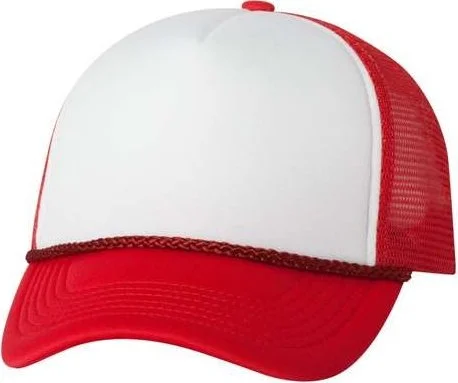 Valucap VC700 Foam Mesh-Back Trucker Cap - White Red