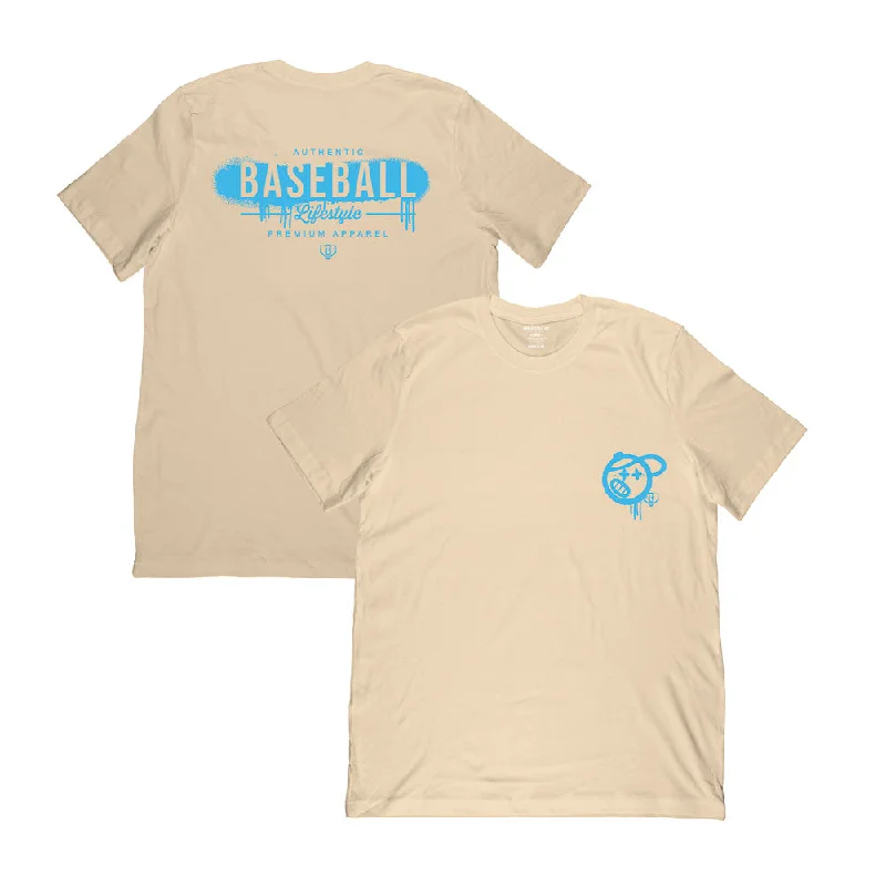 Vandal Tee - Tan/Light Blue