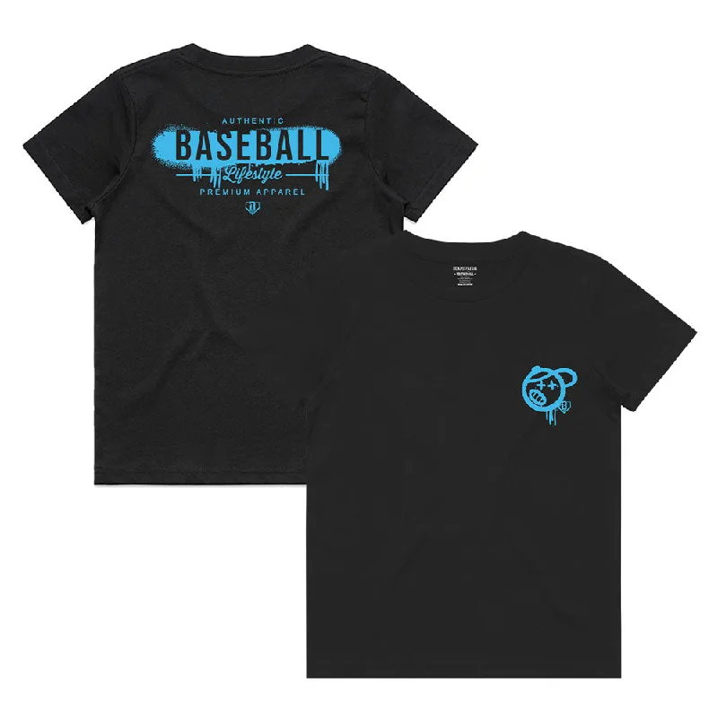 Vandal Youth Tee - Black/Light Blue