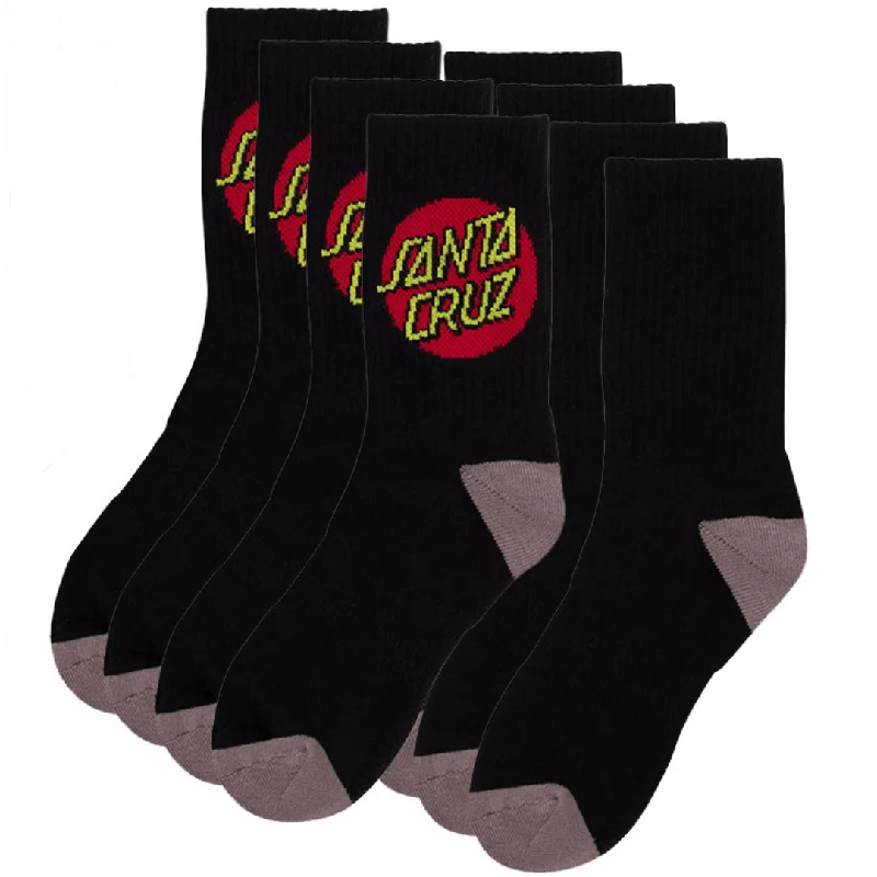 *YOUTH* Santa Cruz Skateboards Cruz Crew Socks Black - 4 Pack