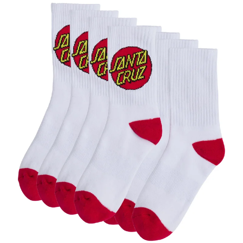 *YOUTH* Santa Cruz Skateboards Cruz Crew Socks White - 4 Pack