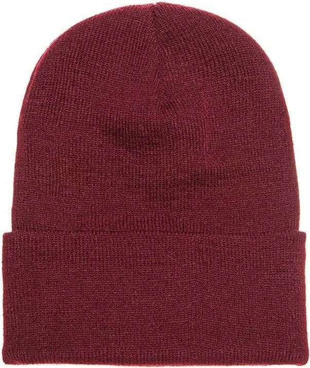 Yupoong 1501KC Classics Cuffed Knit Beanie - Maroon